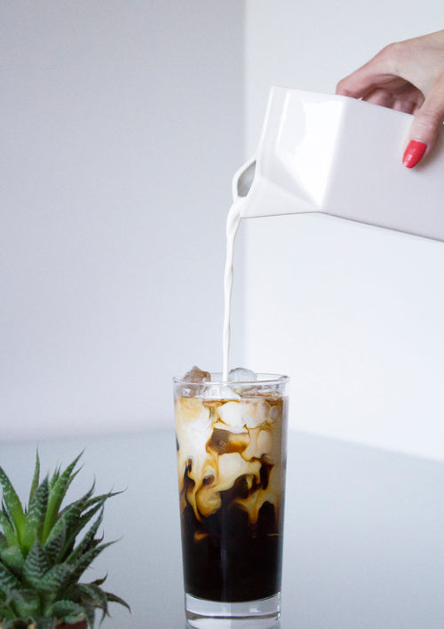 Latte Glass with Handle — Set of 4 in use